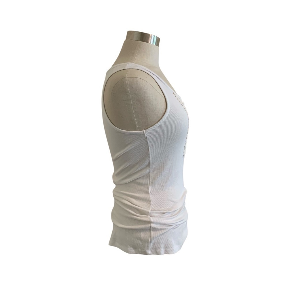 White Sleeveless Tank with Lace Detail - Picture 2 of 9